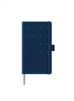 Agenda nedatata A5 Castelli, coperta rigida bleumarin/argintiu, elastic bleumarin, dictando ivory, cutie eleganta neagra