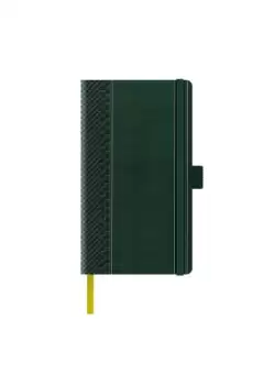 Agenda nedatata A5 Castelli, coperta rigida verde/auriu, elastic verde, dictando ivory