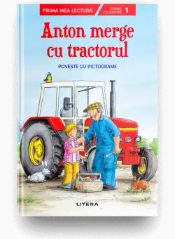 Anton merge cu tractorul. Poveste cu pictograme (Nivelul 1)