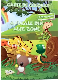 Carte de colorat cu abtibilduri - Animale din alte zone |