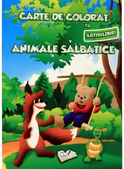 Carte de colorat cu abtibilduri - Animale salbatice |