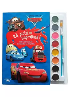 Disney. Masini. Sa pictam impreuna! Carte de colorat cu pensula si acuarele