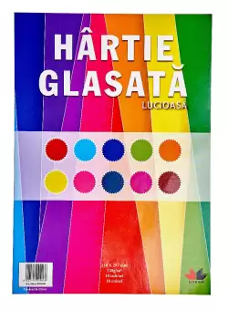 Hartie glasata A4, lucioasa, set de 10 culori diverse