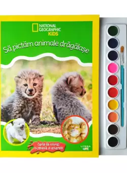 National Geographic Kids. Sa pictam animale dragalase. Carte de colorat cu pensula si acuarele