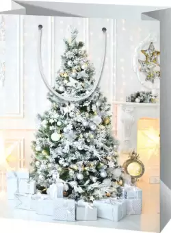 Punga cadou XL. Brad alb de Craciun