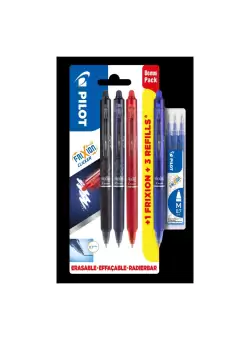 Set Pilot Roller Frixion Clicker 0.7 mm + 3 rezerve Frixion albastre 0.7 mm