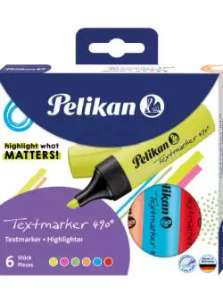 Textmarker 490, set 6 culori, cutie carton